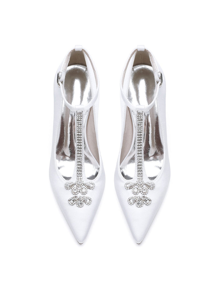 Chaussures de Mariage pour Femmes, Chaussures de Demoiselle D'Honneur à Talon Aiguille et Bout Pointu avec Strass