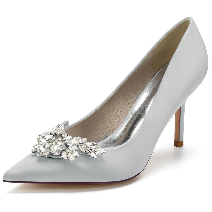 aux Femmes Wedding Chaussures Satin Cristal Swing Stiletto Pointed Toe Bridal Chaussures