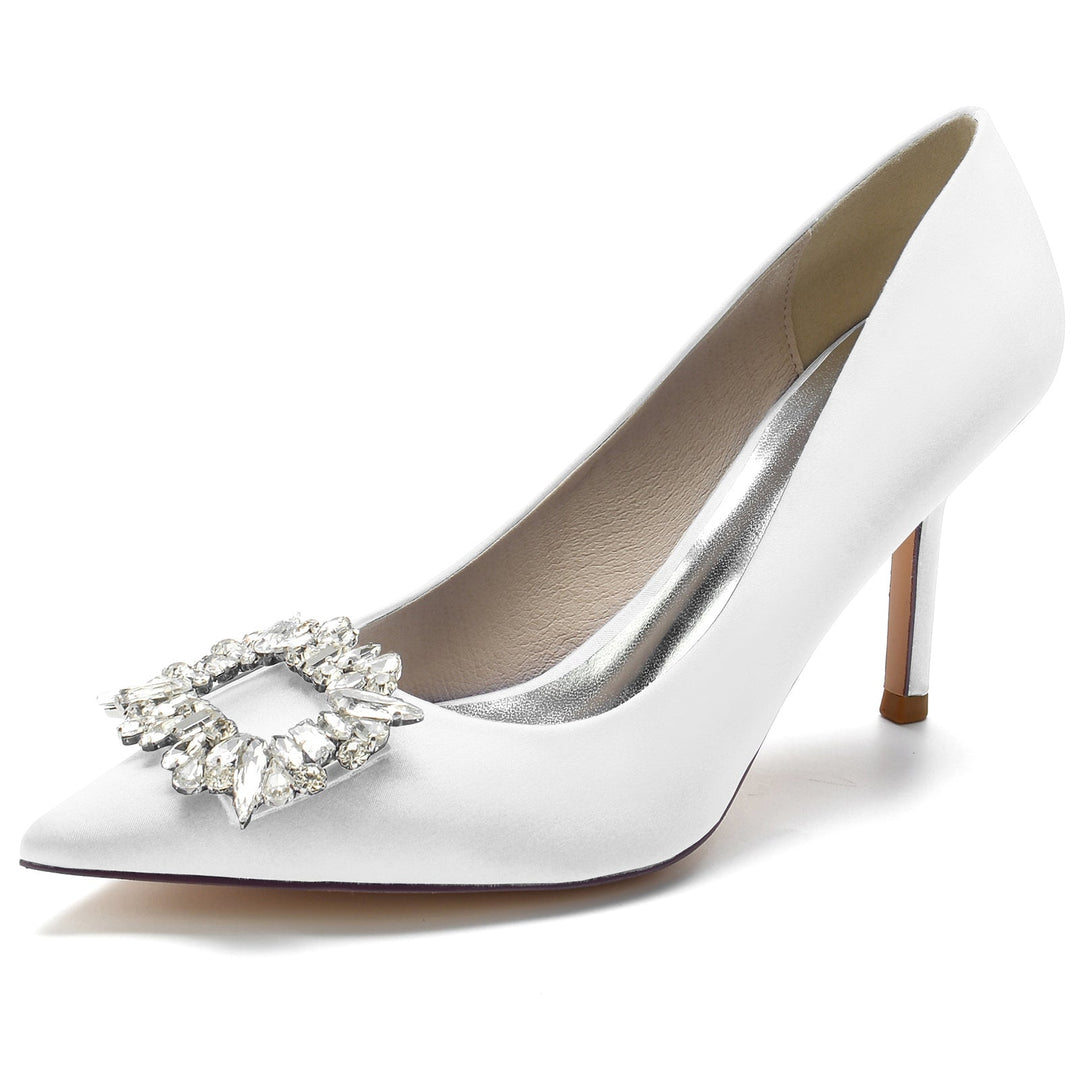 aux Femmes Wedding Chaussures Carré Strass Stiletto Pointed Toe Bridal Chaussures