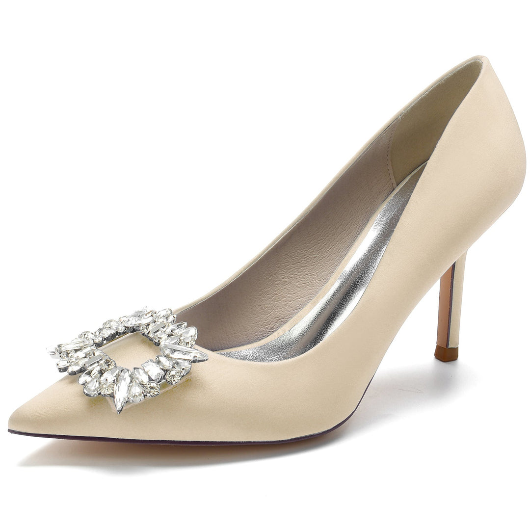 aux Femmes Wedding Chaussures Carré Strass Stiletto Pointed Toe Bridal Chaussures