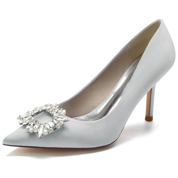 aux Femmes Wedding Chaussures Carré Strass Stiletto Pointed Toe Bridal Chaussures