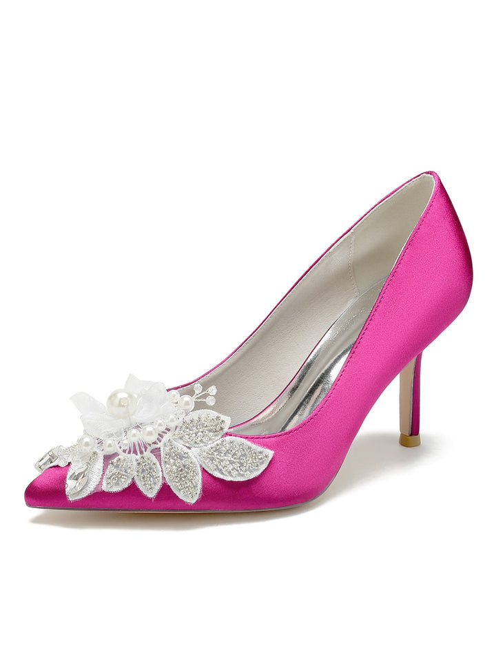 Chaussures de Mariage pour Femmes en Dentelle à Talons Hauts et à Bout Ouvert