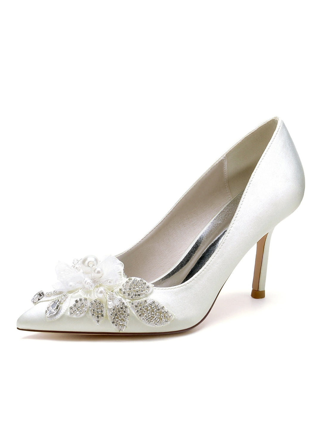 Chaussures de Mariage pour Femmes en Dentelle à Talons Hauts et à Bout Ouvert