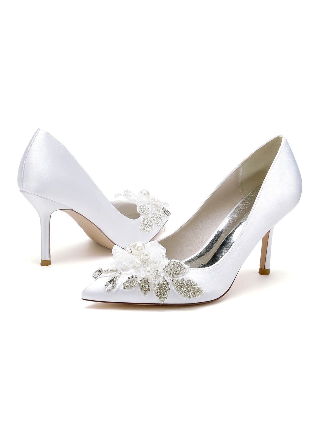 Chaussures de Mariage pour Femmes en Dentelle à Talons Hauts et à Bout Ouvert