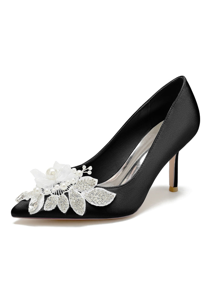Chaussures de Mariage pour Femmes en Dentelle à Talons Hauts et à Bout Ouvert