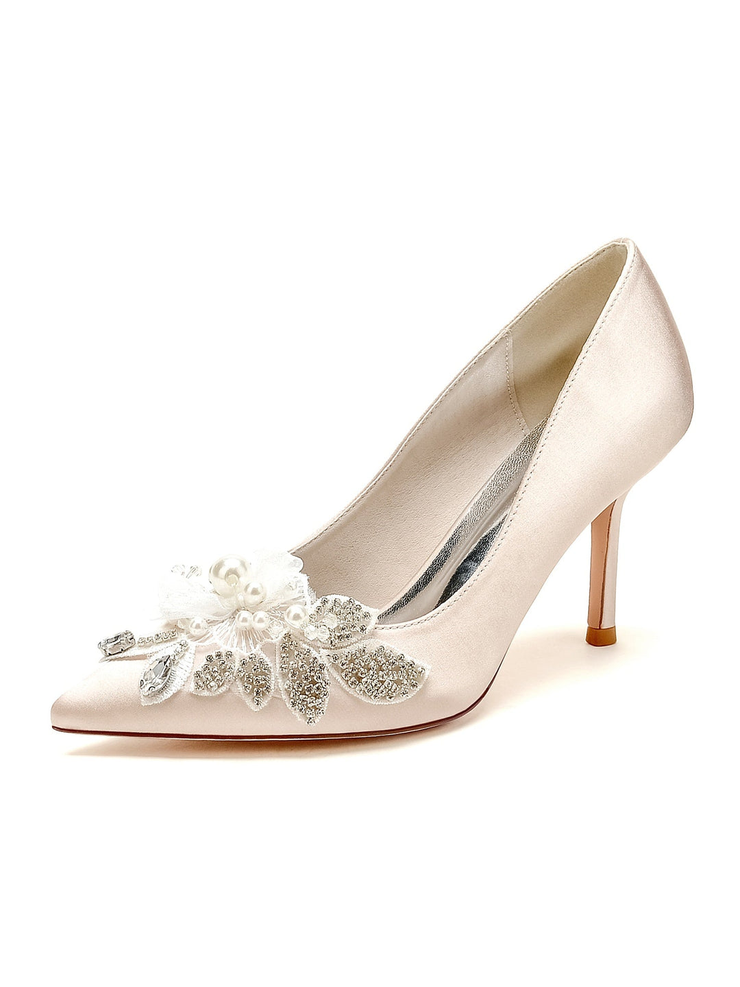 Chaussures de Mariage pour Femmes en Dentelle à Talons Hauts et à Bout Ouvert