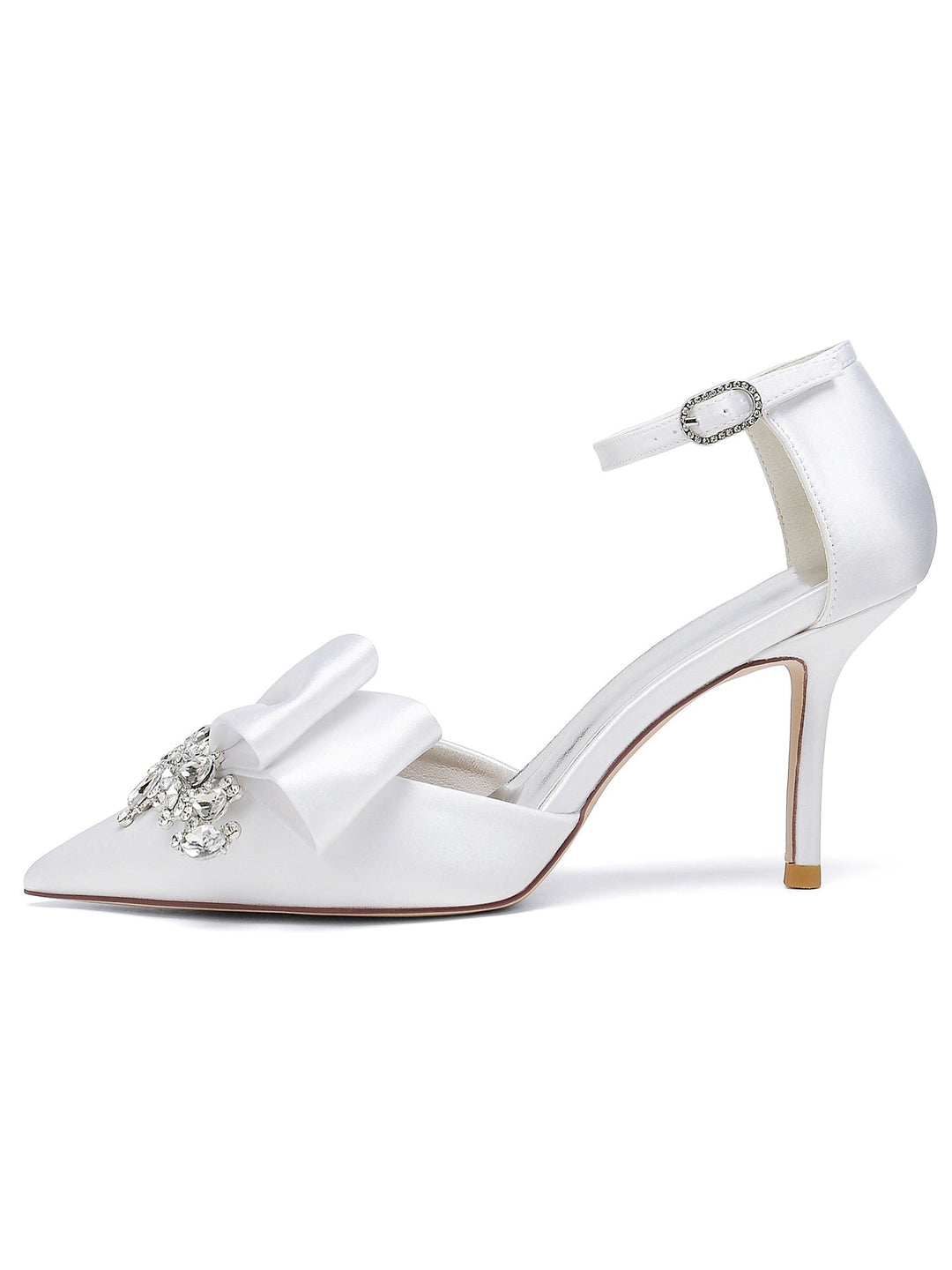Chaussures de Demoiselle D'Honneur à Talons Hauts et Bout Pointu en Strass pour Femmes