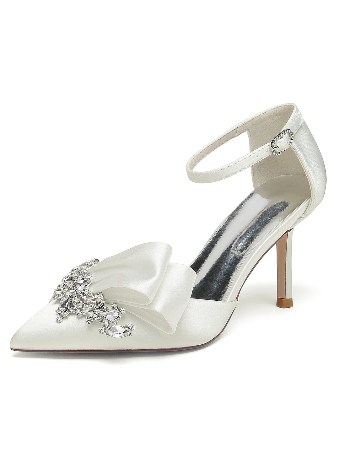 Chaussures de Demoiselle D'Honneur à Talons Hauts et Bout Pointu en Strass pour Femmes