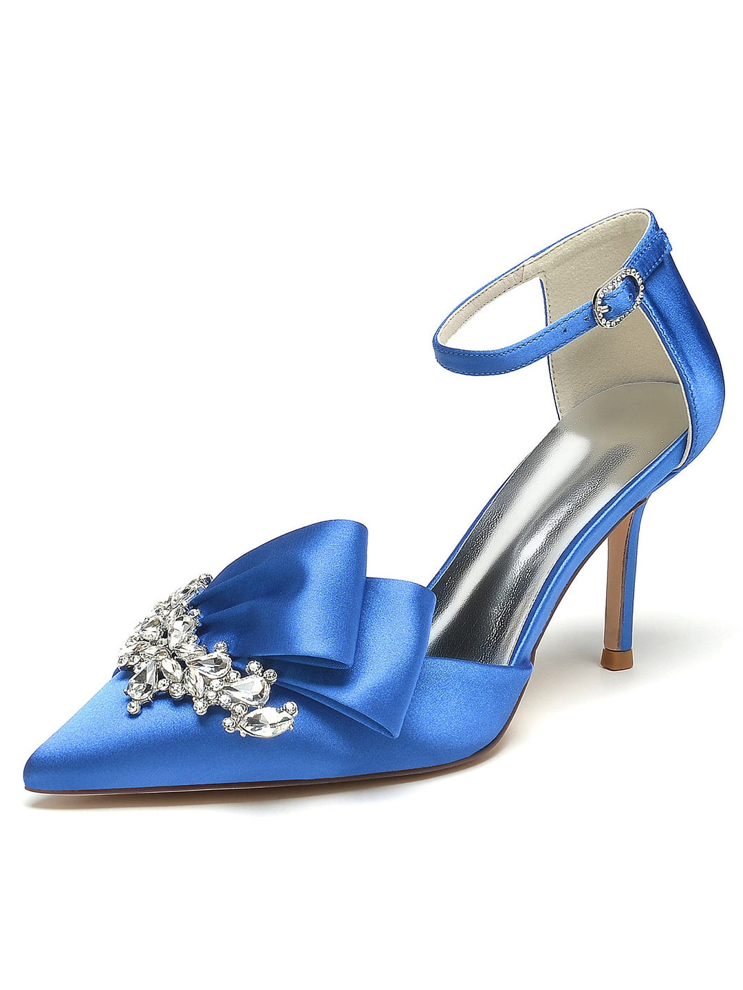 Chaussures de Demoiselle D'Honneur à Talons Hauts et Bout Pointu en Strass pour Femmes