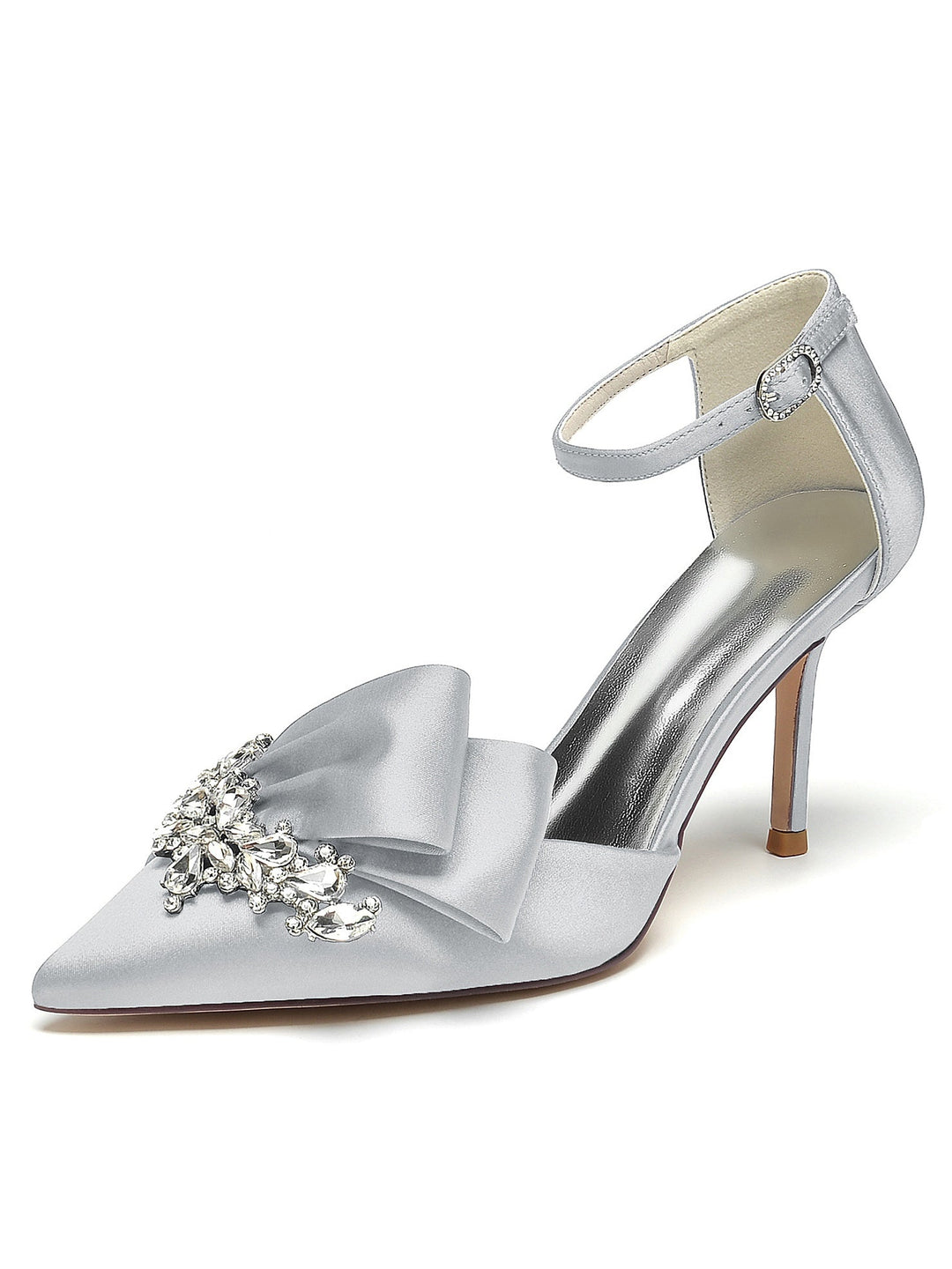 Chaussures de Demoiselle D'Honneur à Talons Hauts et Bout Pointu en Strass pour Femmes