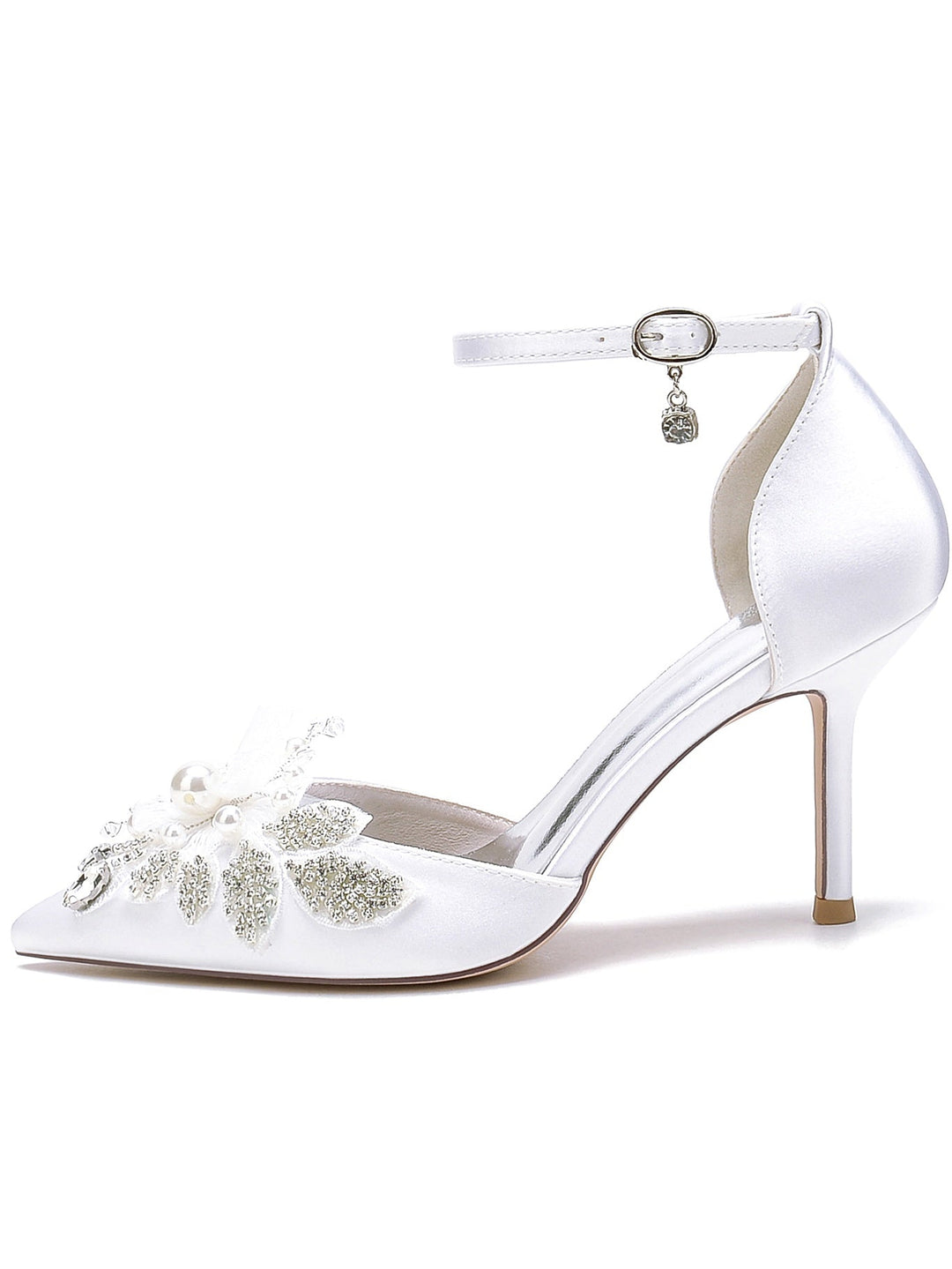 Chaussures de Mariage pour Femmes en Dentelle à Talon Aiguille et Bout Pointu pour Demoiselle D'Honneur