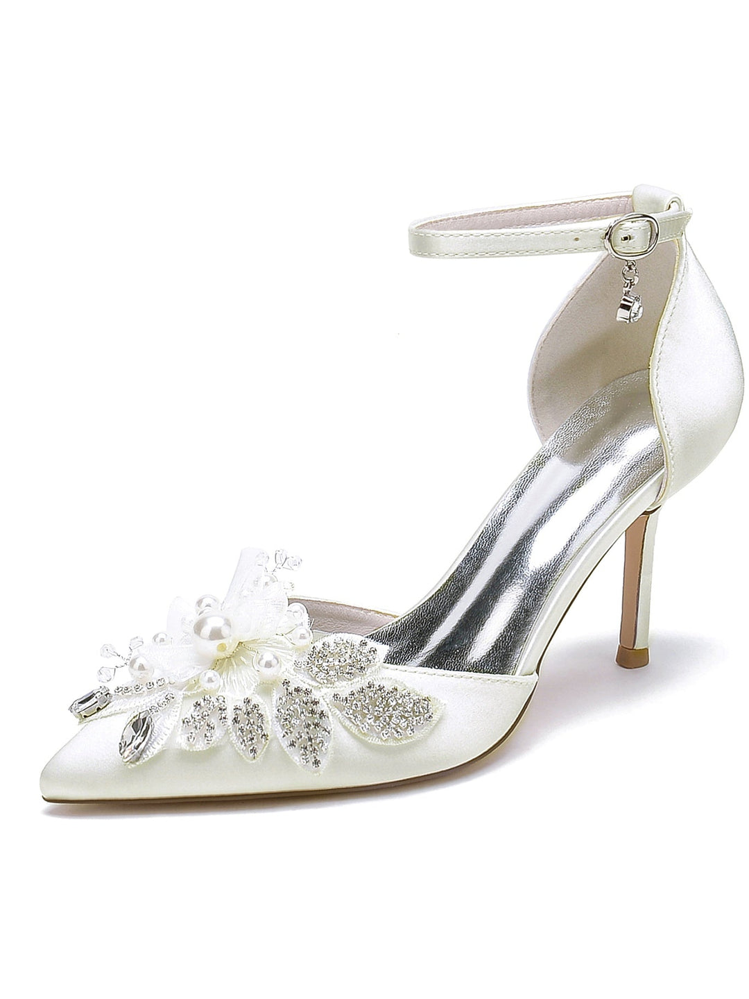 Chaussures de Mariage pour Femmes en Dentelle à Talon Aiguille et Bout Pointu pour Demoiselle D'Honneur