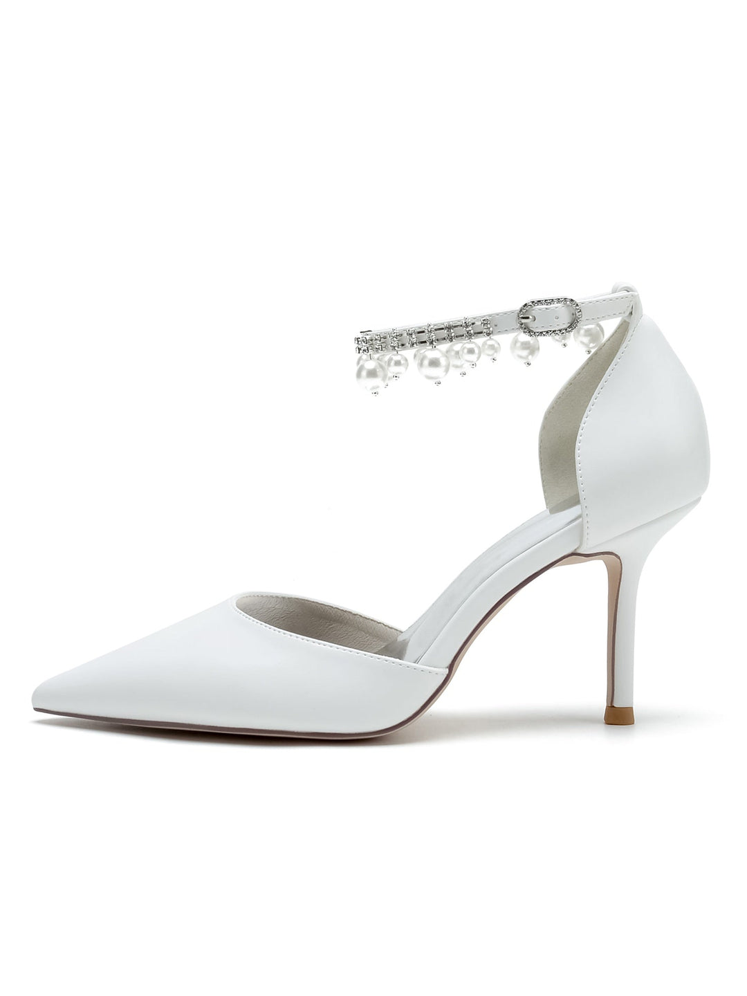 Chaussures de Demoiselle D'Honneur à Talons Hauts et Bout Pointu en Strass pour Femmes