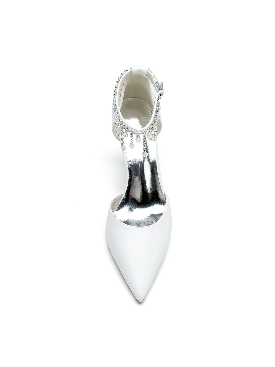 Chaussures de Mariage pour Femmes, Chaussures de Demoiselle D'Honneur à Talons Hauts et Bout Pointu avec Strass