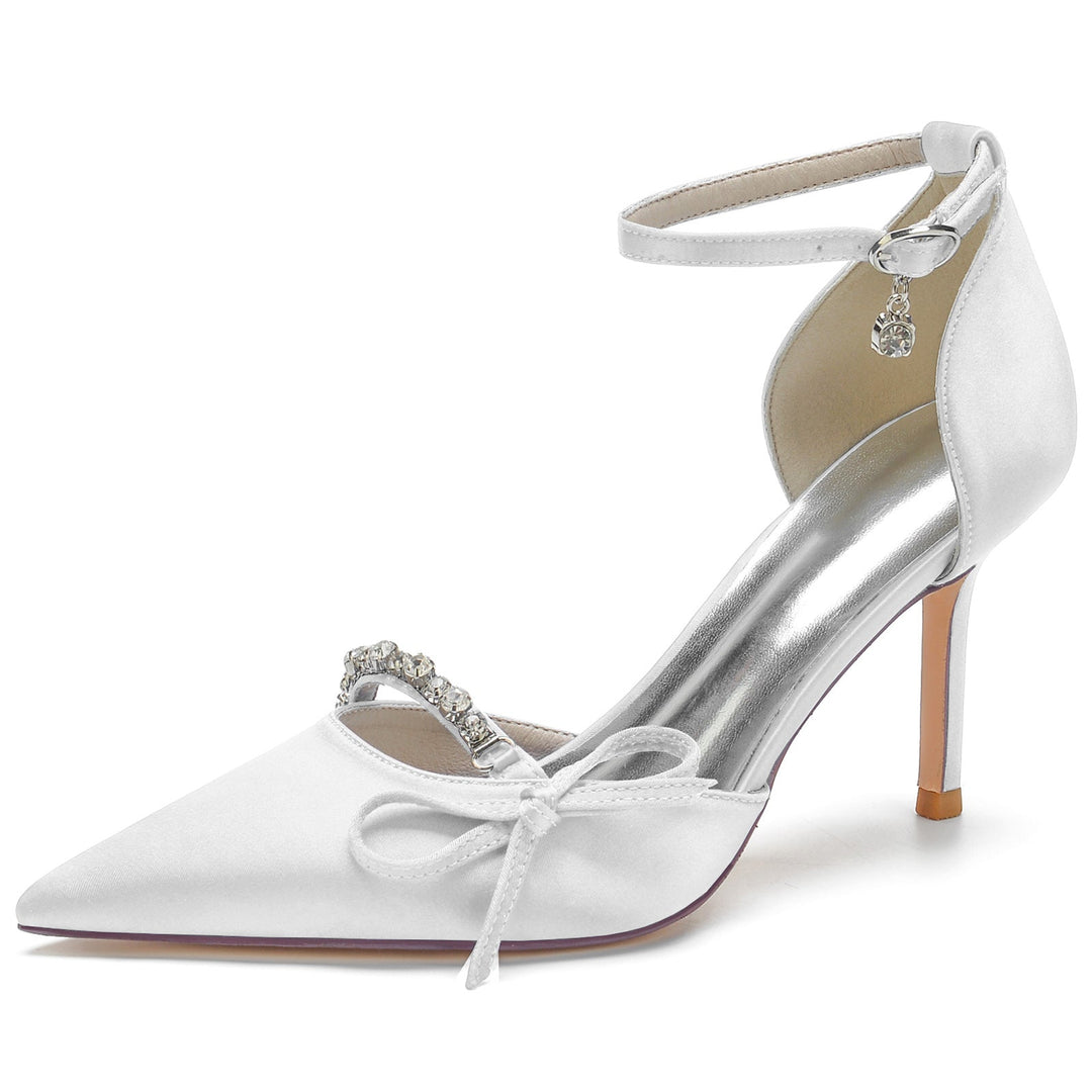 aux Femmes Wedding Chaussures Strass Bow(s) Stiletto Pointed Toe Bridal Chaussures