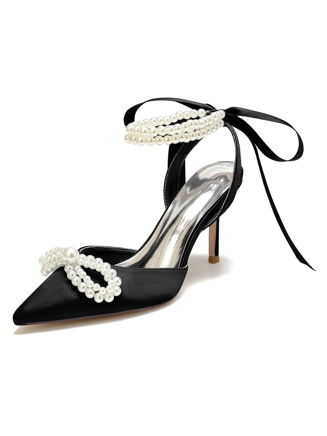 Chaussures de Mariage pour Femmes, Chaussures de Mariée à Talons Hauts et Bout Pointu avec Perles