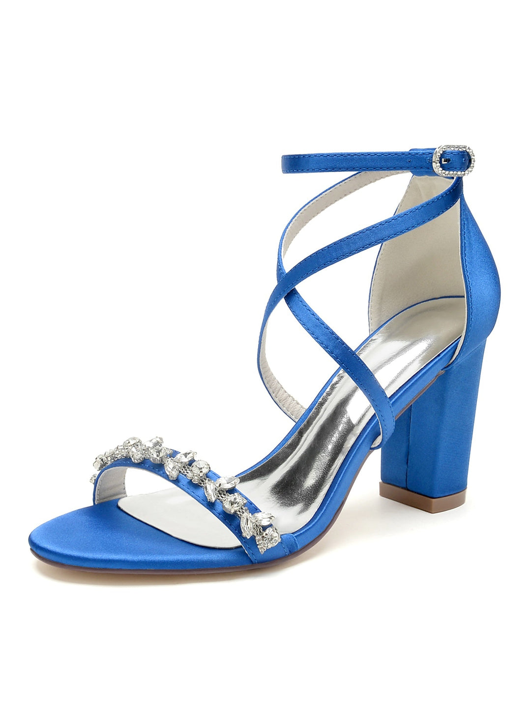 Chaussures de Mariage pour Femmes, Chaussures de Mariée à Talons Hauts et Bout Ouvert avec Strass