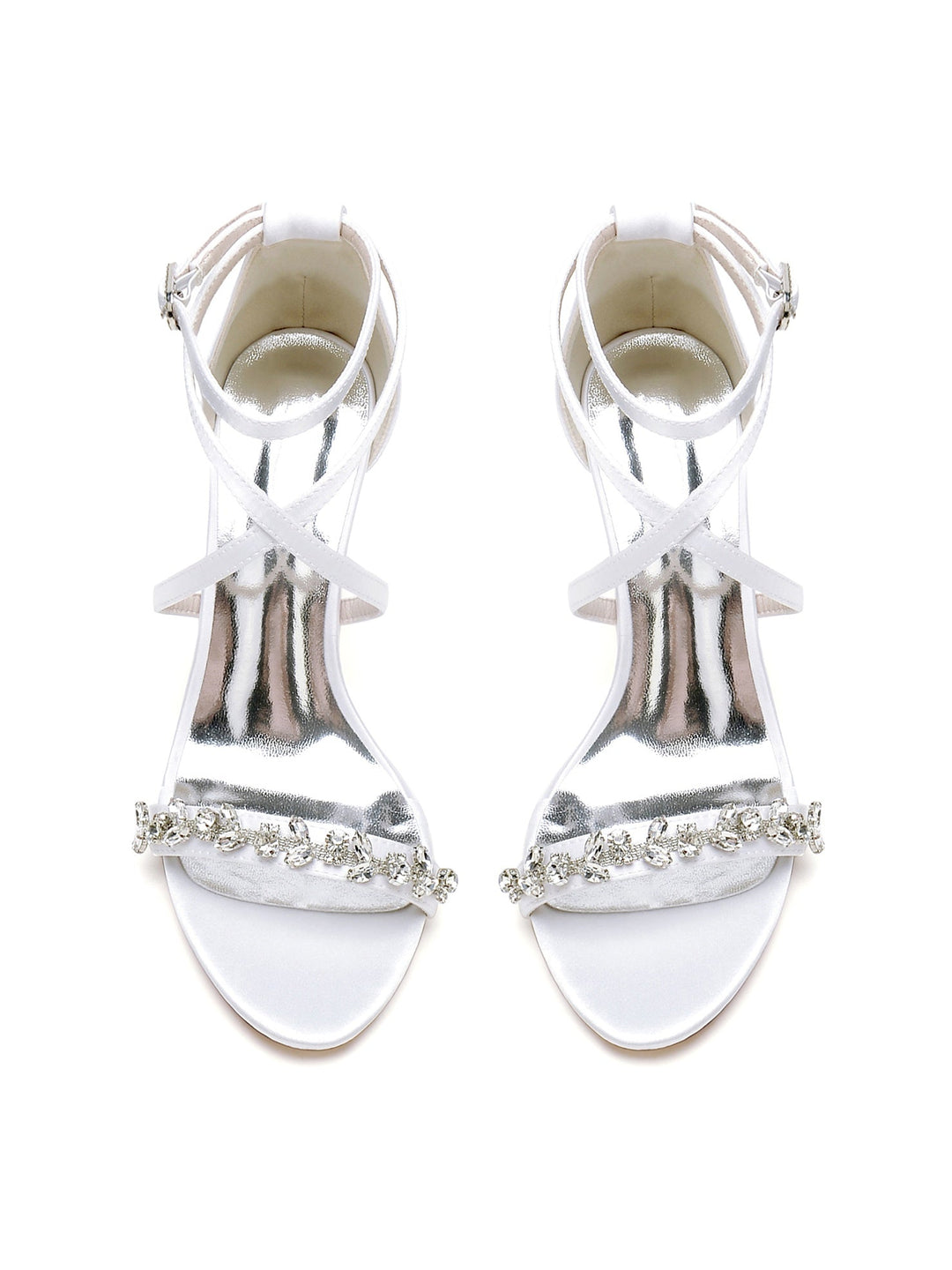 Chaussures de Mariage pour Femmes, Chaussures de Mariée à Talons Hauts et Bout Ouvert avec Strass