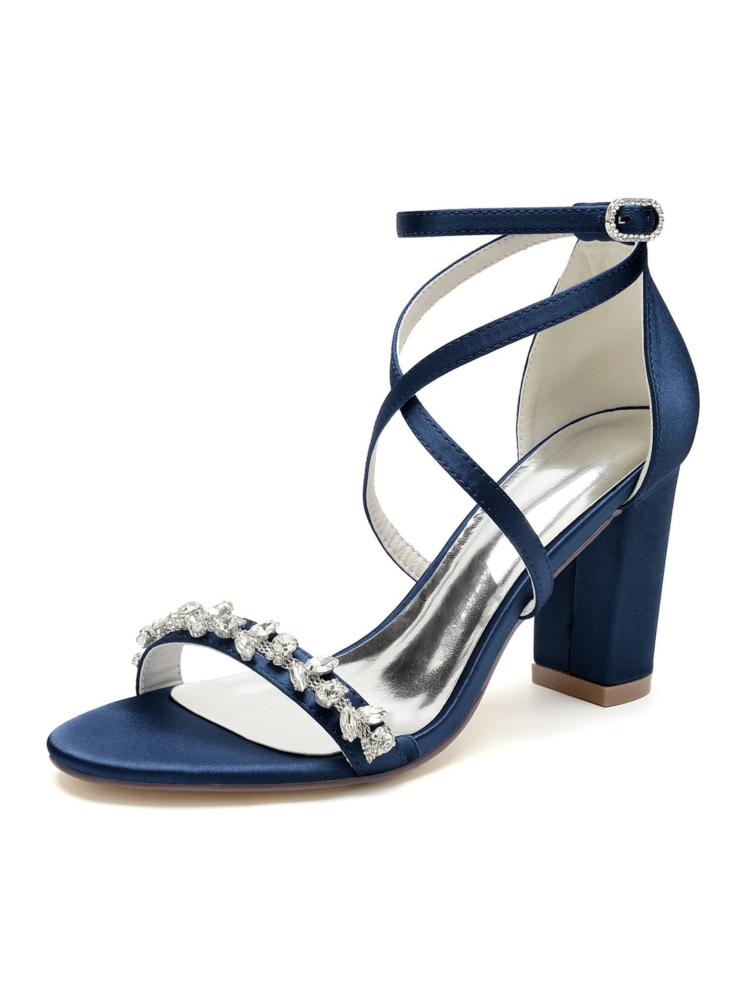 Chaussures de Mariage pour Femmes, Chaussures de Mariée à Talons Hauts et Bout Ouvert avec Strass