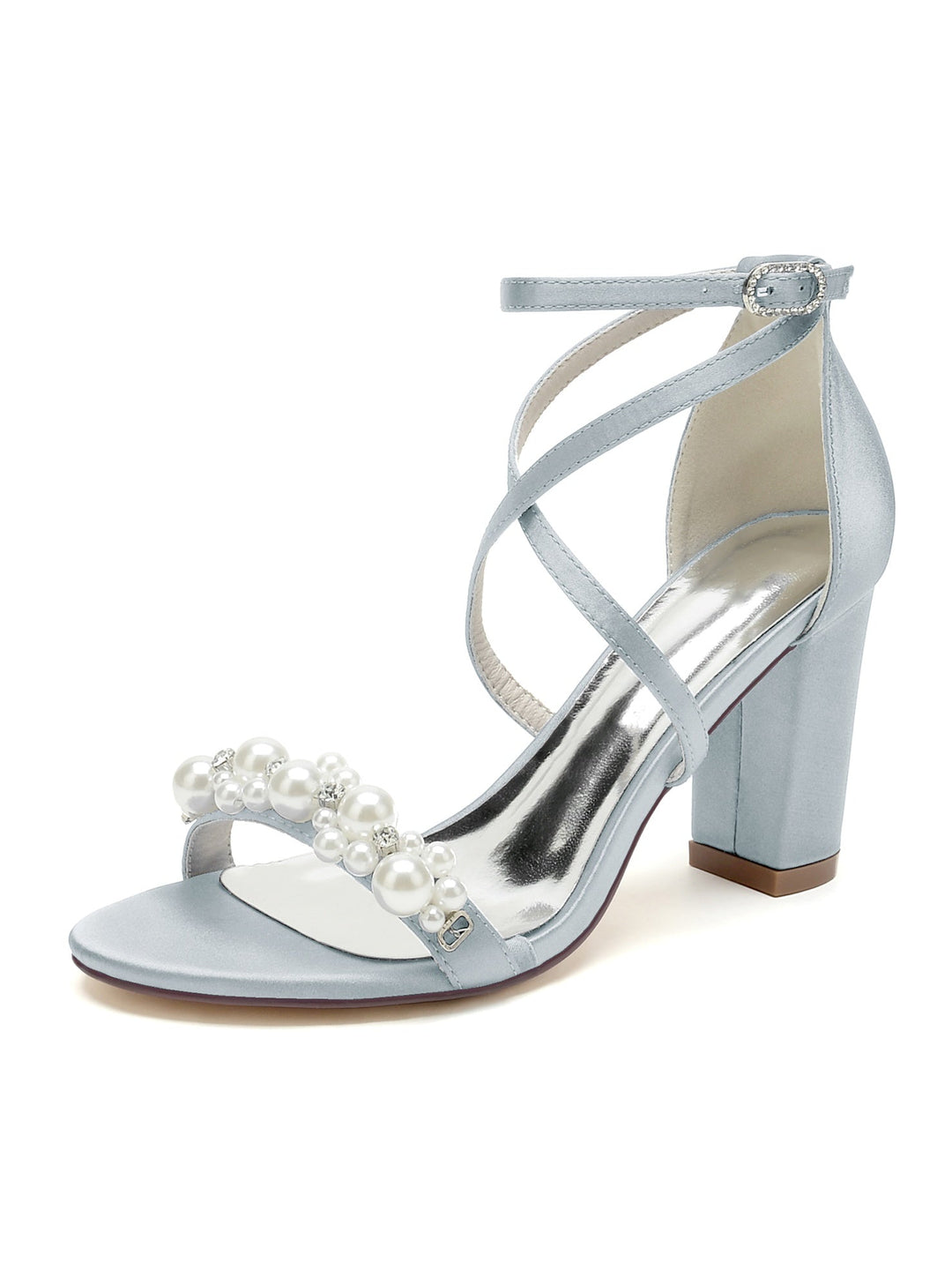 Chaussures de Mariage pour Femmes, Chaussures de Mariée à Talons Hauts et Bout Ouvert avec Strass