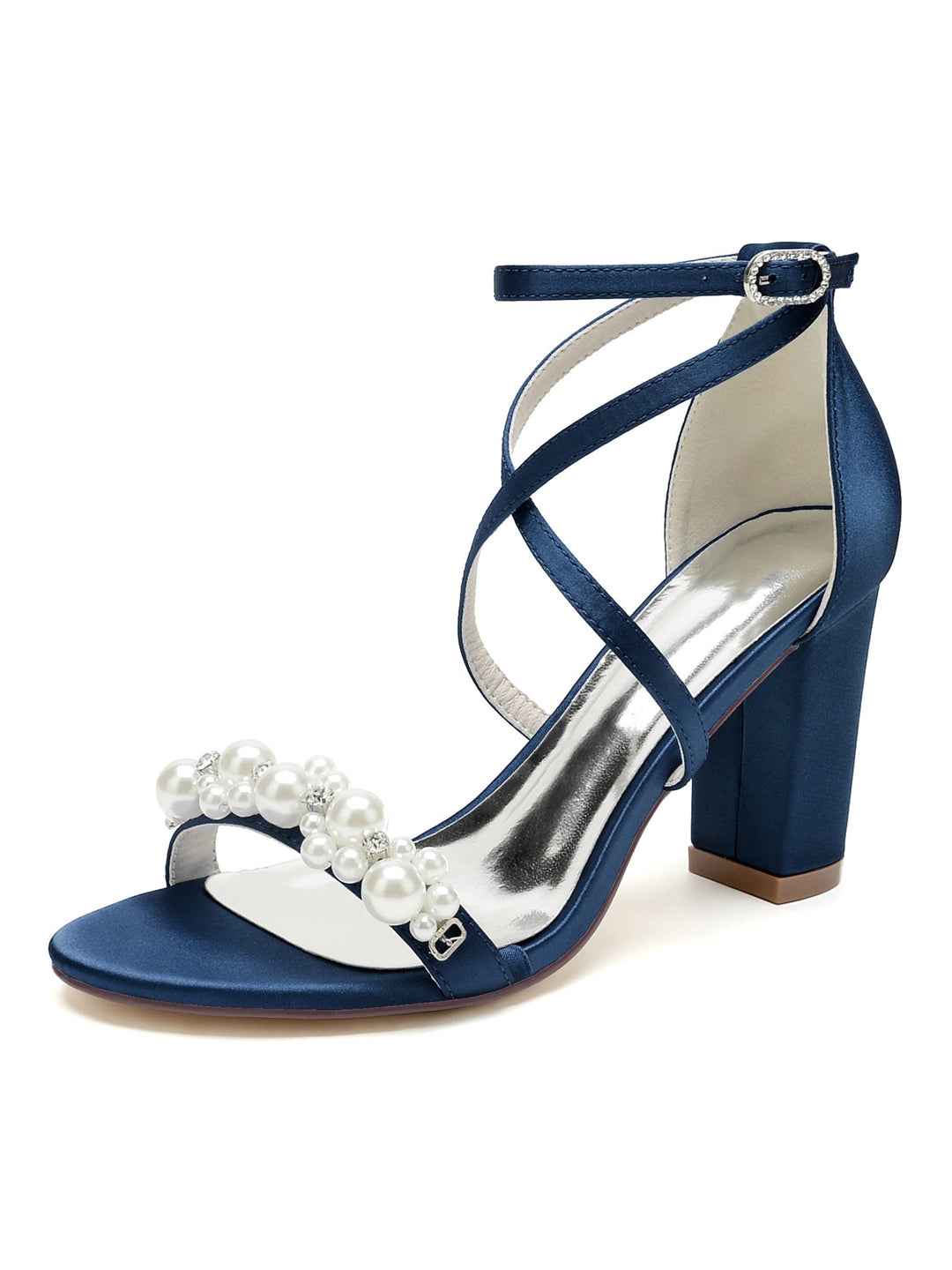 Chaussures de Mariage pour Femmes, Chaussures de Mariée à Talons Hauts et Bout Ouvert avec Strass