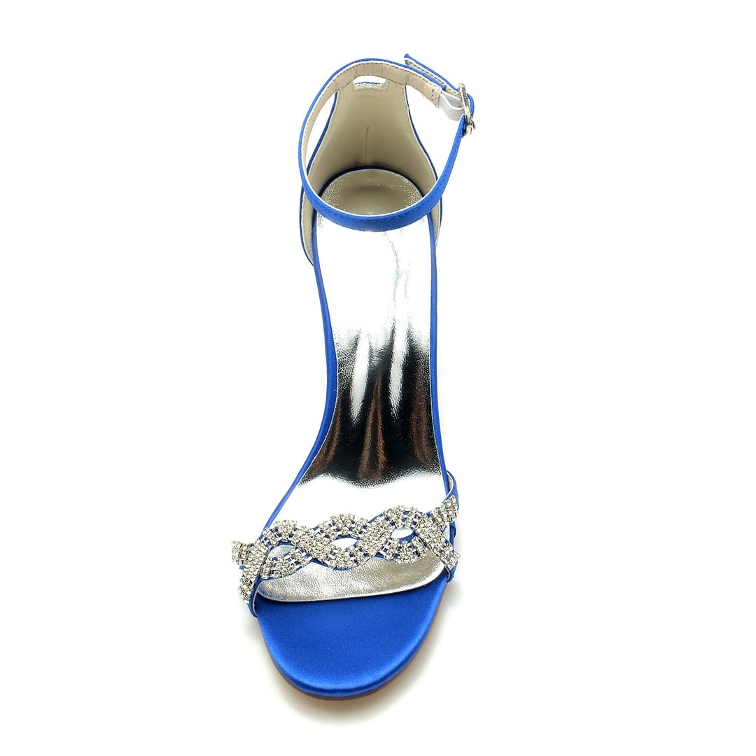 Chaussures de Mariage pour Femmes, Chaussures de Mariée à Talons Hauts et Strass, Bout Ouvert, Boucle