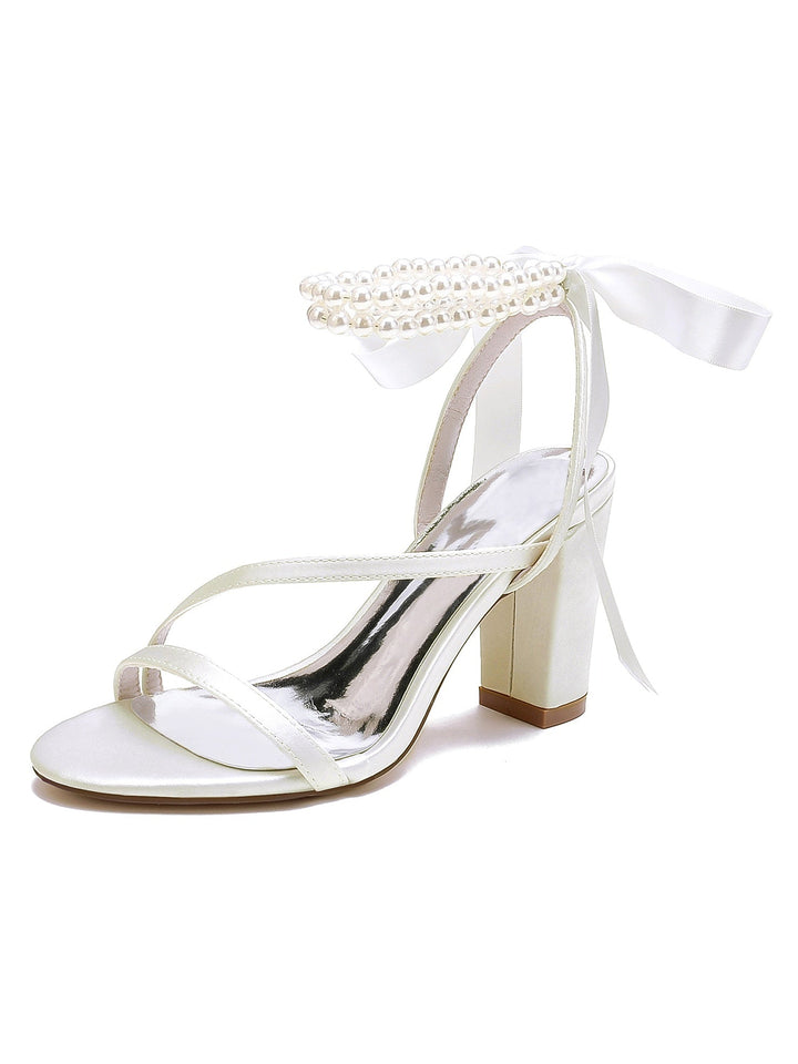 Chaussures de Mariage pour Femmes Chaussures de Demoiselle D'Honneur à Talons Hauts avec Perles