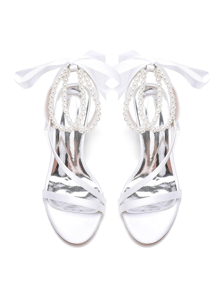 Chaussures de Mariage pour Femmes Chaussures de Demoiselle D'Honneur à Talons Hauts avec Perles
