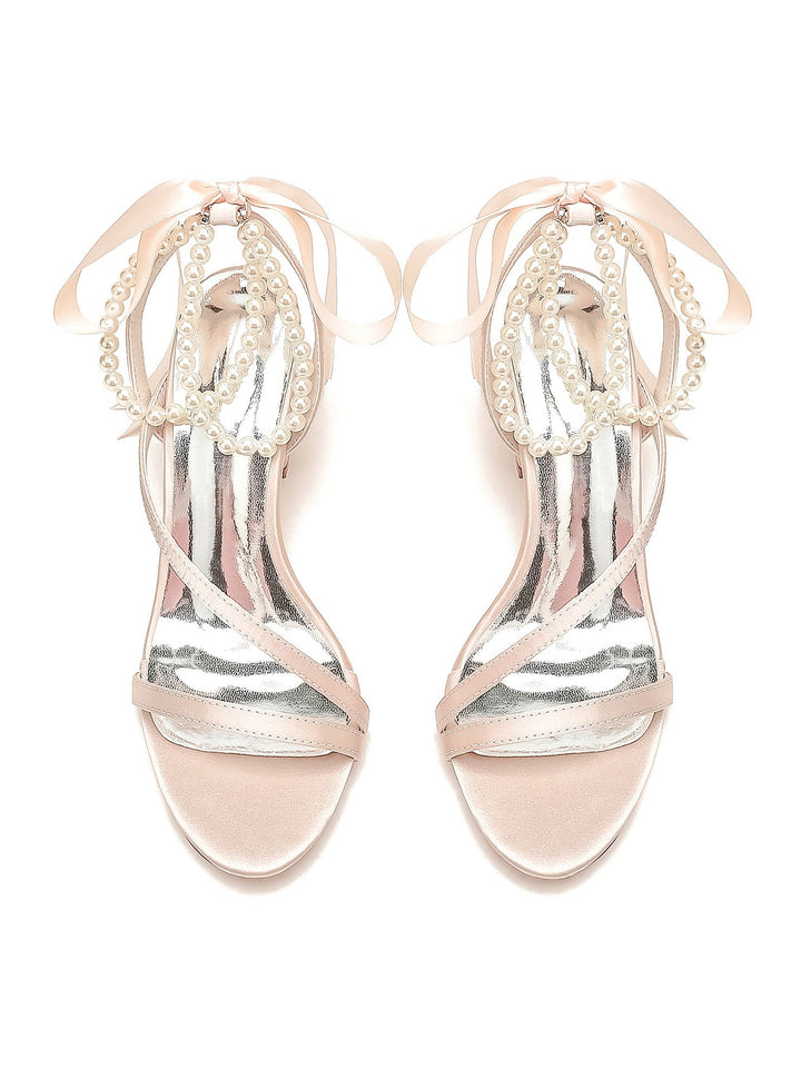 Chaussures de Mariage pour Femmes Chaussures de Demoiselle D'Honneur à Talons Hauts avec Perles