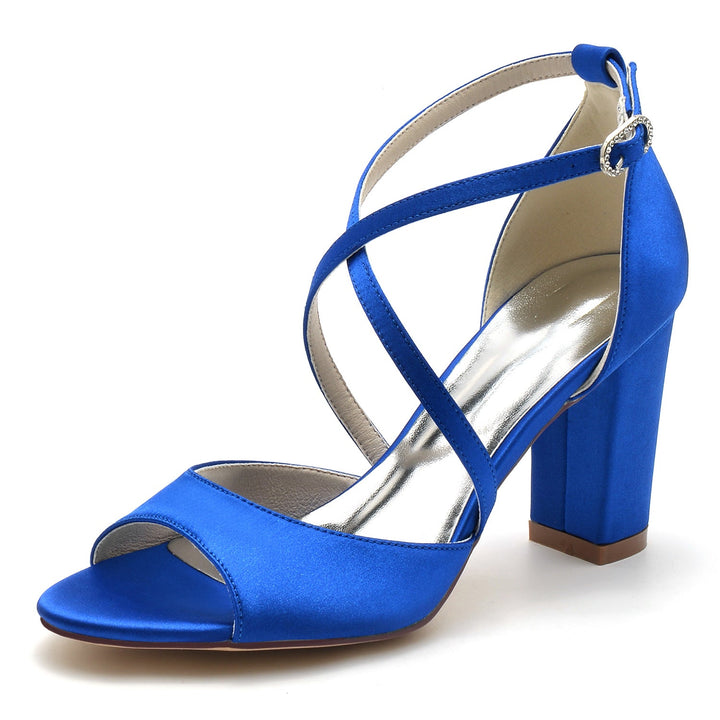 Chaussures de Mariage pour Femmes à Lanières Croisées et à Bout Ouvert avec Boucle et Boucle Minimalistes