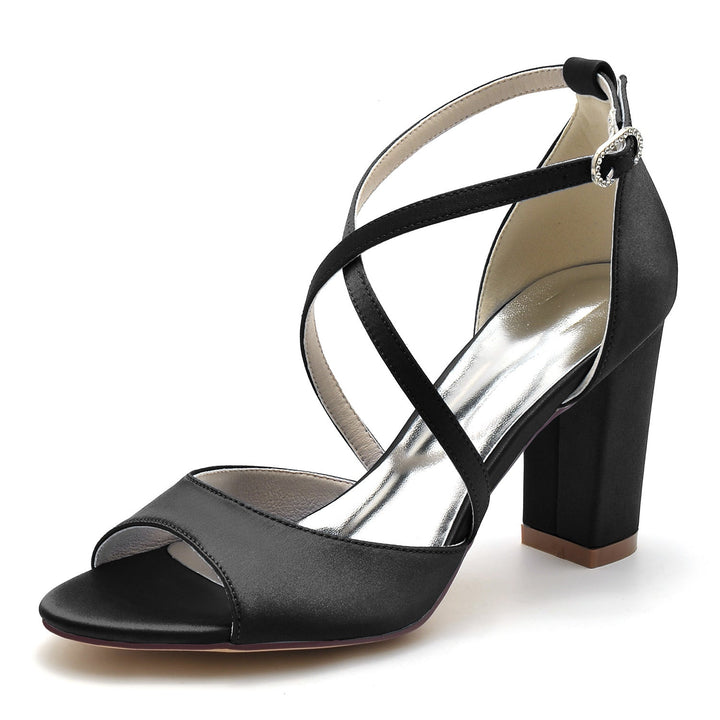 Chaussures de Mariage pour Femmes à Lanières Croisées et à Bout Ouvert avec Boucle et Boucle Minimalistes
