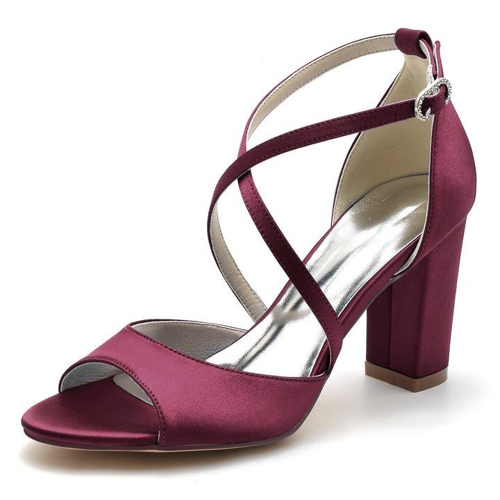 Chaussures de Mariage pour Femmes à Lanières Croisées et à Bout Ouvert avec Boucle et Boucle Minimalistes