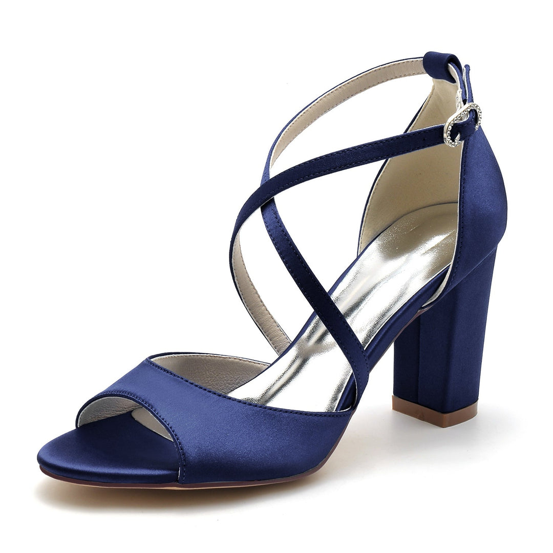 Chaussures de Mariage pour Femmes à Lanières Croisées et à Bout Ouvert avec Boucle et Boucle Minimalistes