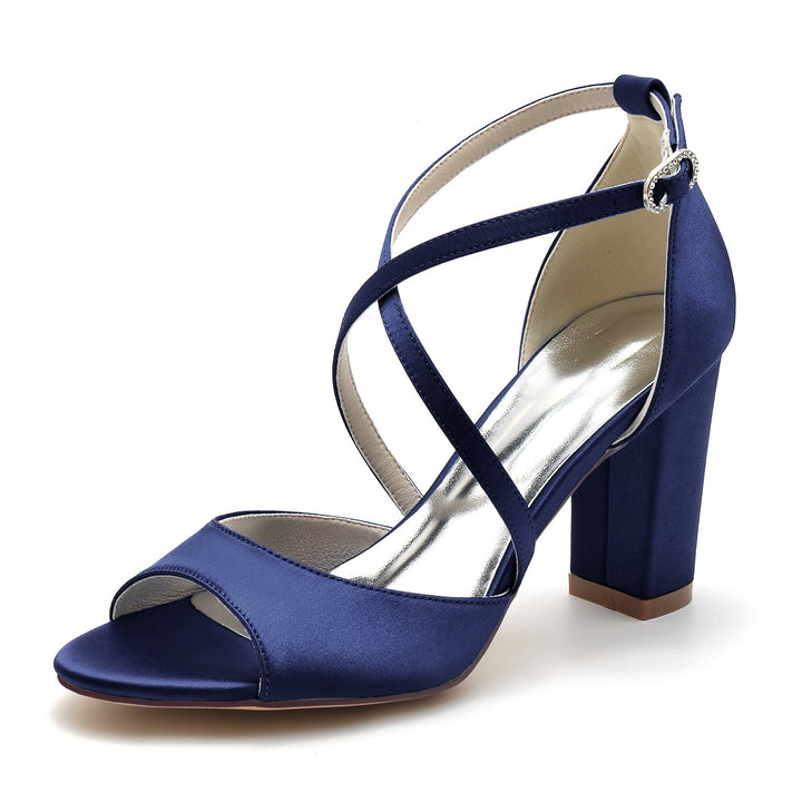 Chaussures de Mariage pour Femmes à Lanières Croisées et à Bout Ouvert avec Boucle et Boucle Minimalistes