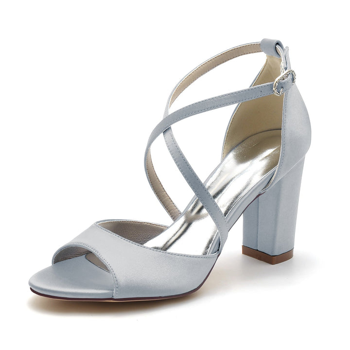 Chaussures de Mariage pour Femmes à Lanières Croisées et à Bout Ouvert avec Boucle et Boucle Minimalistes