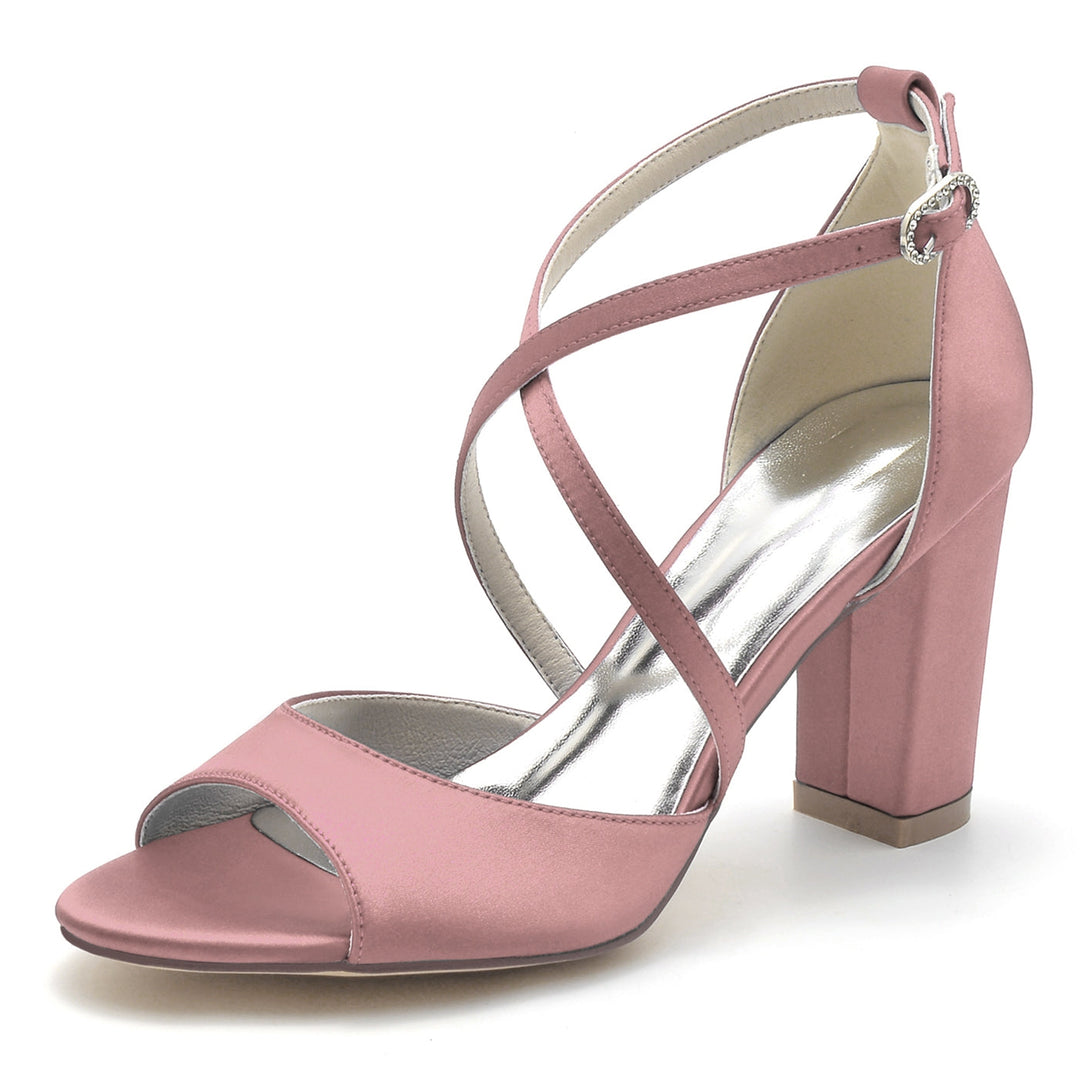 Chaussures de Mariage pour Femmes à Lanières Croisées et à Bout Ouvert avec Boucle et Boucle Minimalistes