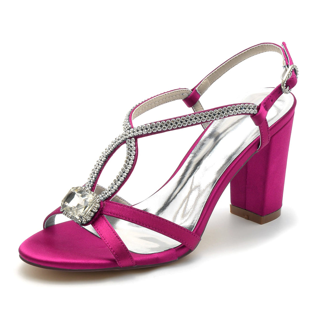 Chaussures de Mariage pour Femmes, Chaussures de Mariée à Bout Ouvert et à Talons Compensés avec Boucle Croisée
