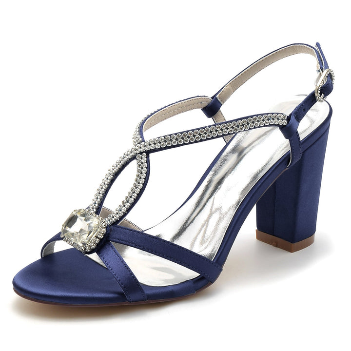 Chaussures de Mariage pour Femmes, Chaussures de Mariée à Bout Ouvert et à Talons Compensés avec Boucle Croisée