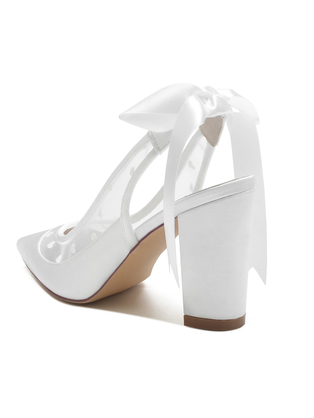 Chaussures de Demoiselle D'Honneur à Talons Hauts et Bout Pointu en Dentelle pour Femmes