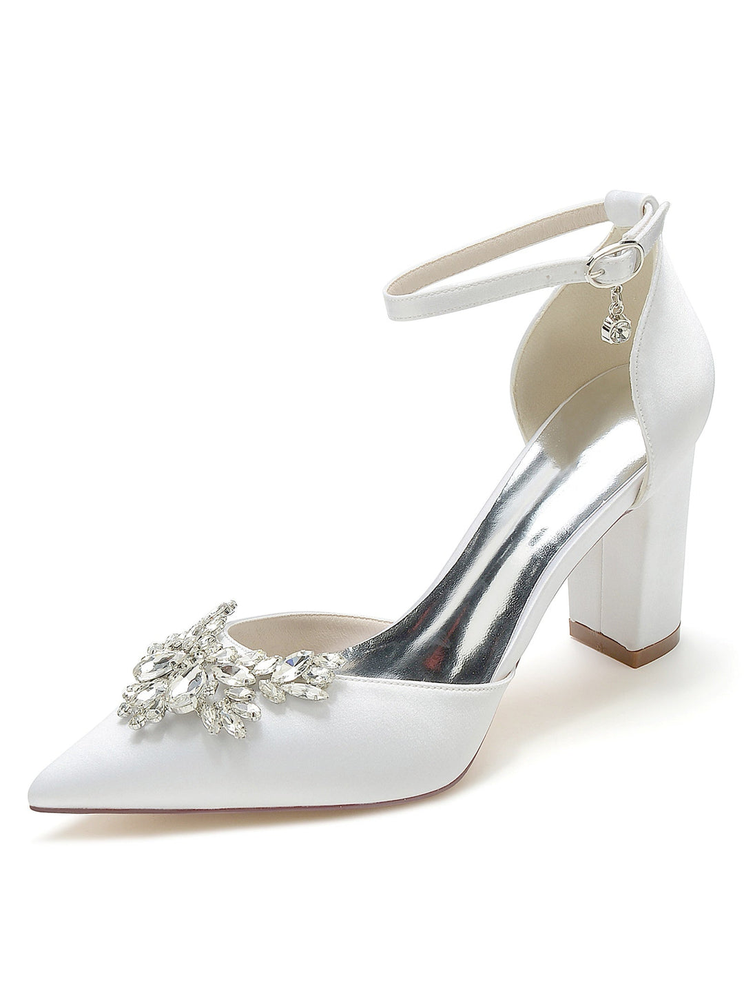 Chaussures de Demoiselle D'Honneur à Talons Hauts et Bout Pointu en Strass pour Femmes