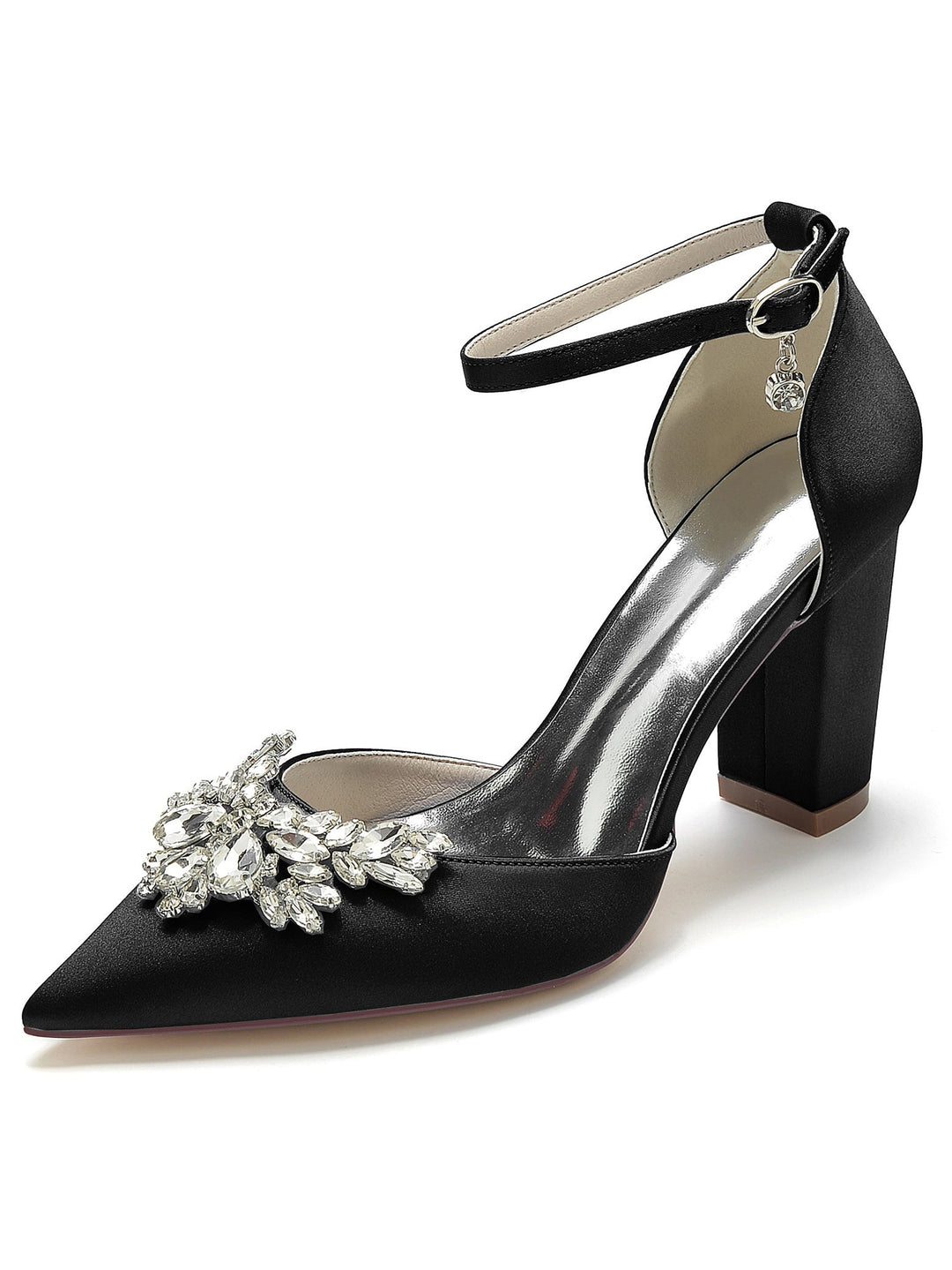 Chaussures de Demoiselle D'Honneur à Talons Hauts et Bout Pointu en Strass pour Femmes