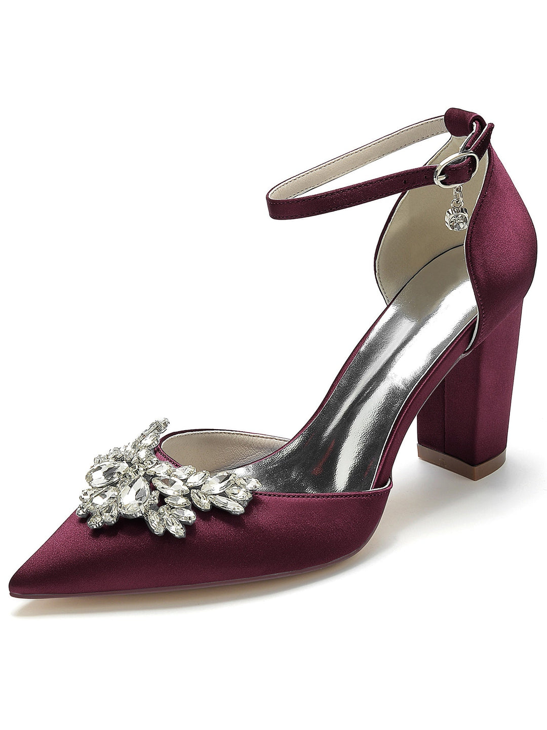 Chaussures de Demoiselle D'Honneur à Talons Hauts et Bout Pointu en Strass pour Femmes