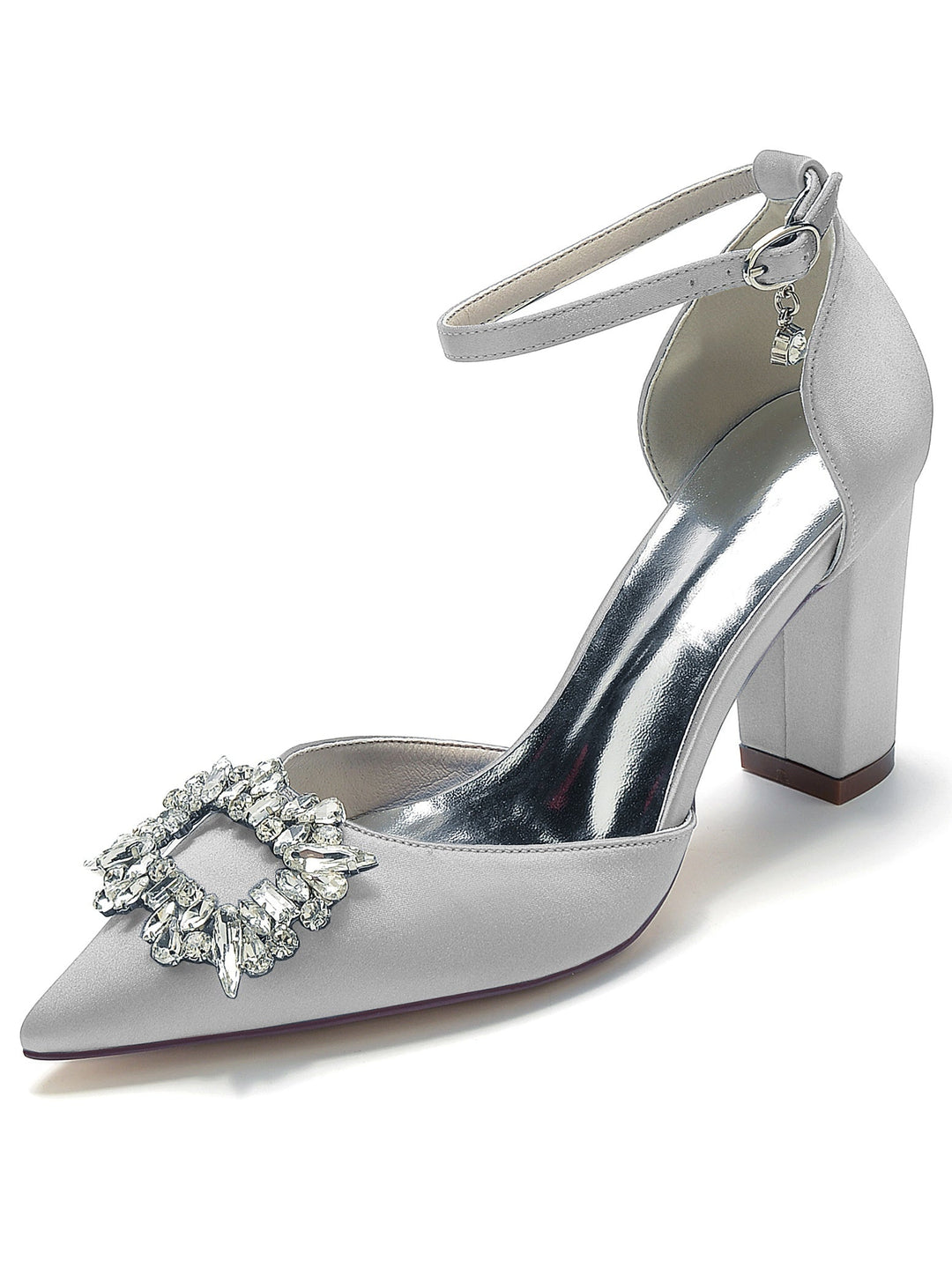 Chaussures de Demoiselle D'Honneur à Talons Hauts et Bout Pointu en Strass pour Femmes
