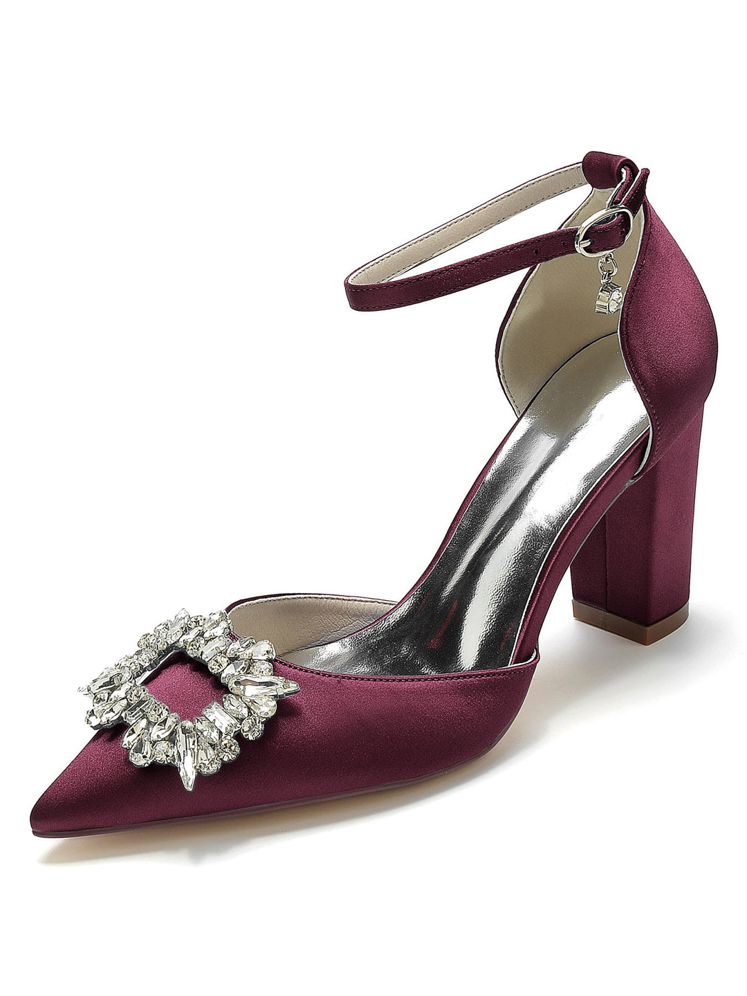 Chaussures de Demoiselle D'Honneur à Talons Hauts et Bout Pointu en Strass pour Femmes