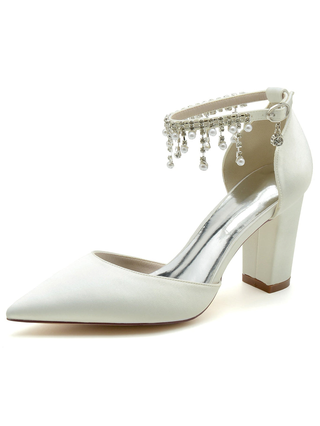 Chaussures de Demoiselle D'Honneur à Talons Hauts et Bout Pointu en Strass pour Femmes