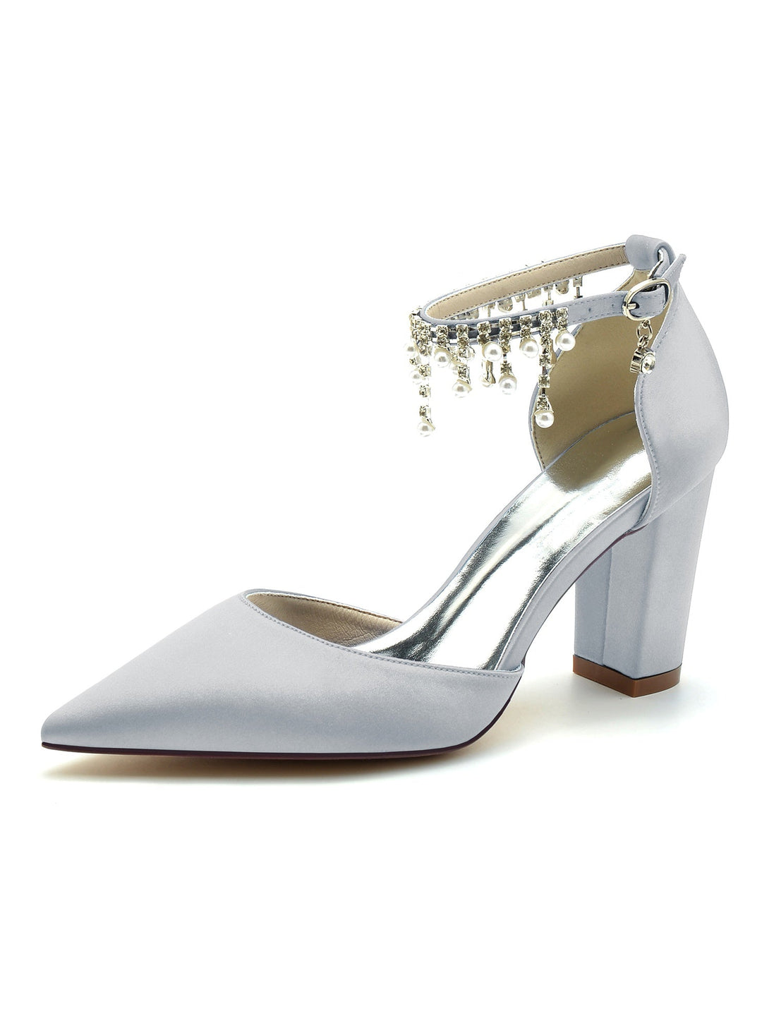 Chaussures de Demoiselle D'Honneur à Talons Hauts et Bout Pointu en Strass pour Femmes