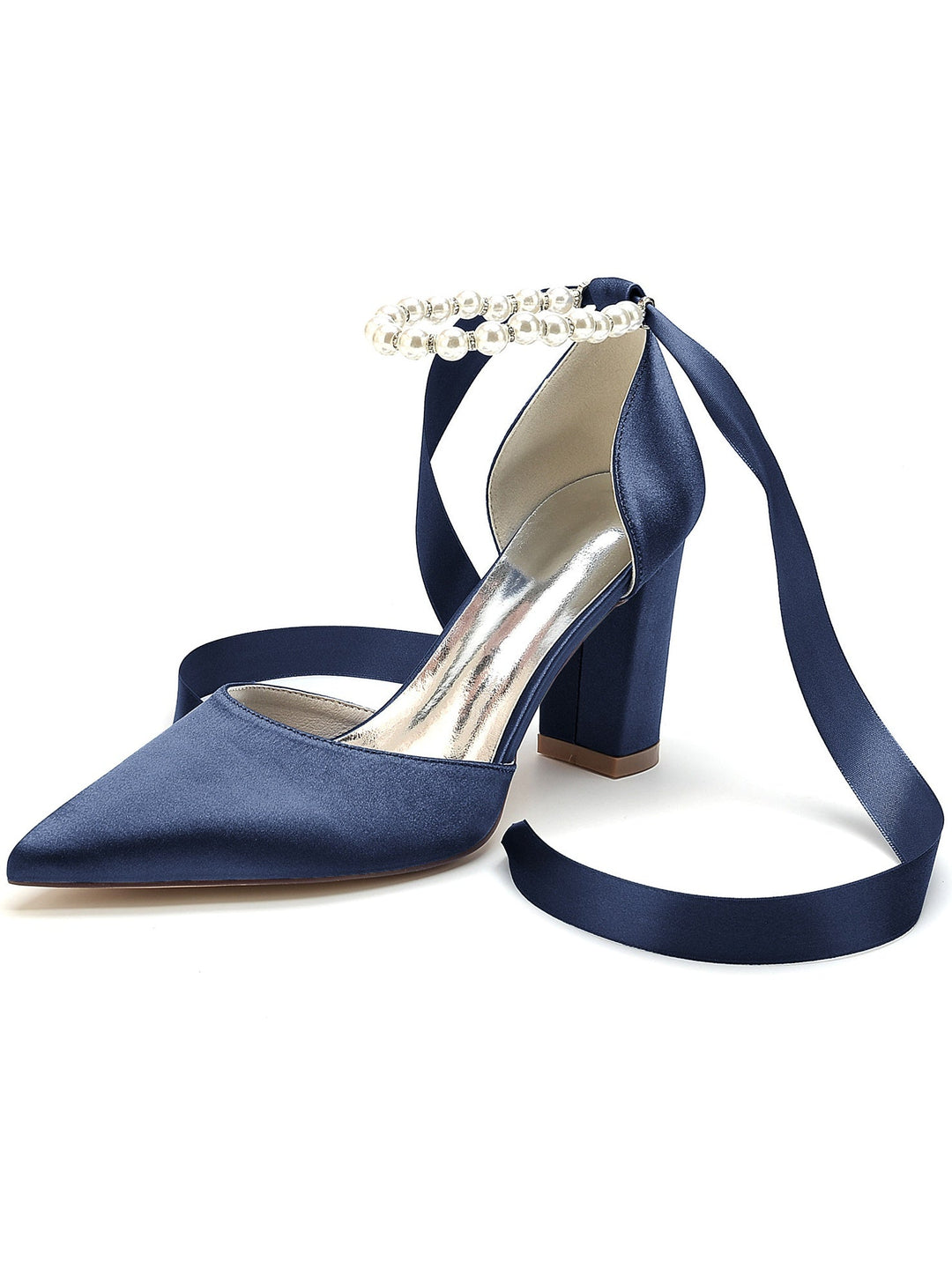 Chaussures de Mariage pour Femmes, Chaussures de Demoiselle D'Honneur à Talons Hauts et Bout Pointu avec Strass