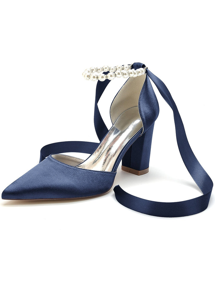 Chaussures de Mariage pour Femmes, Chaussures de Demoiselle D'Honneur à Talons Hauts et Bout Pointu avec Strass