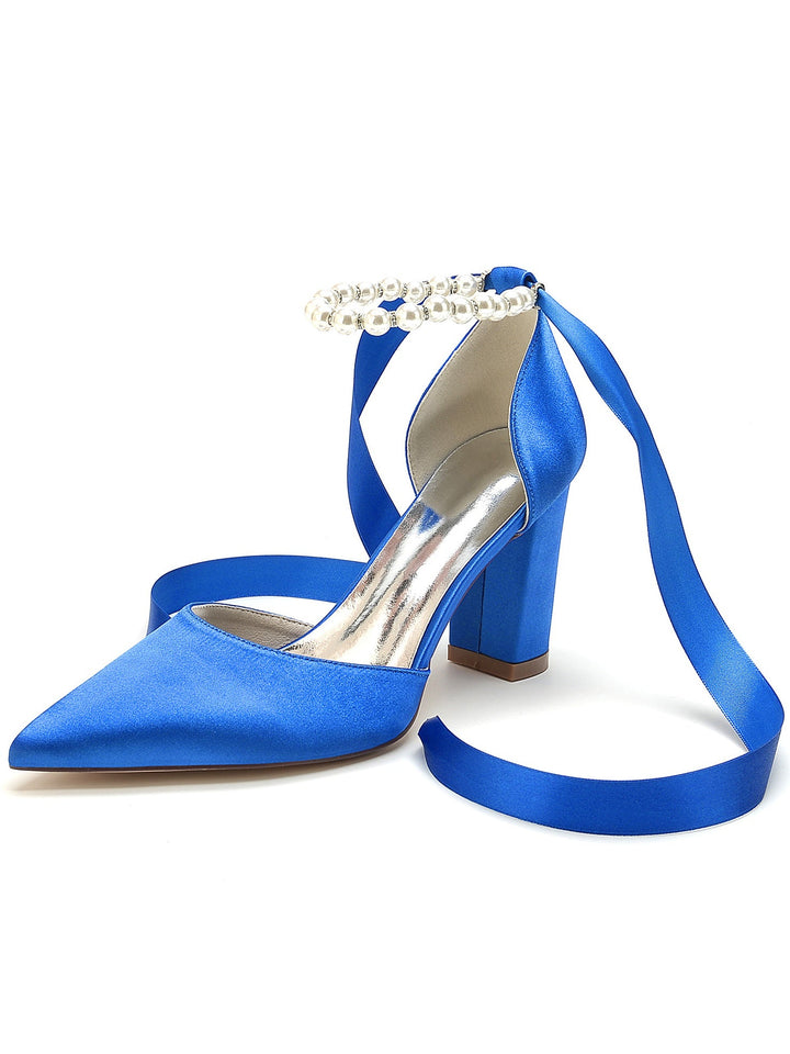 Chaussures de Mariage pour Femmes, Chaussures de Demoiselle D'Honneur à Talons Hauts et Bout Pointu avec Strass