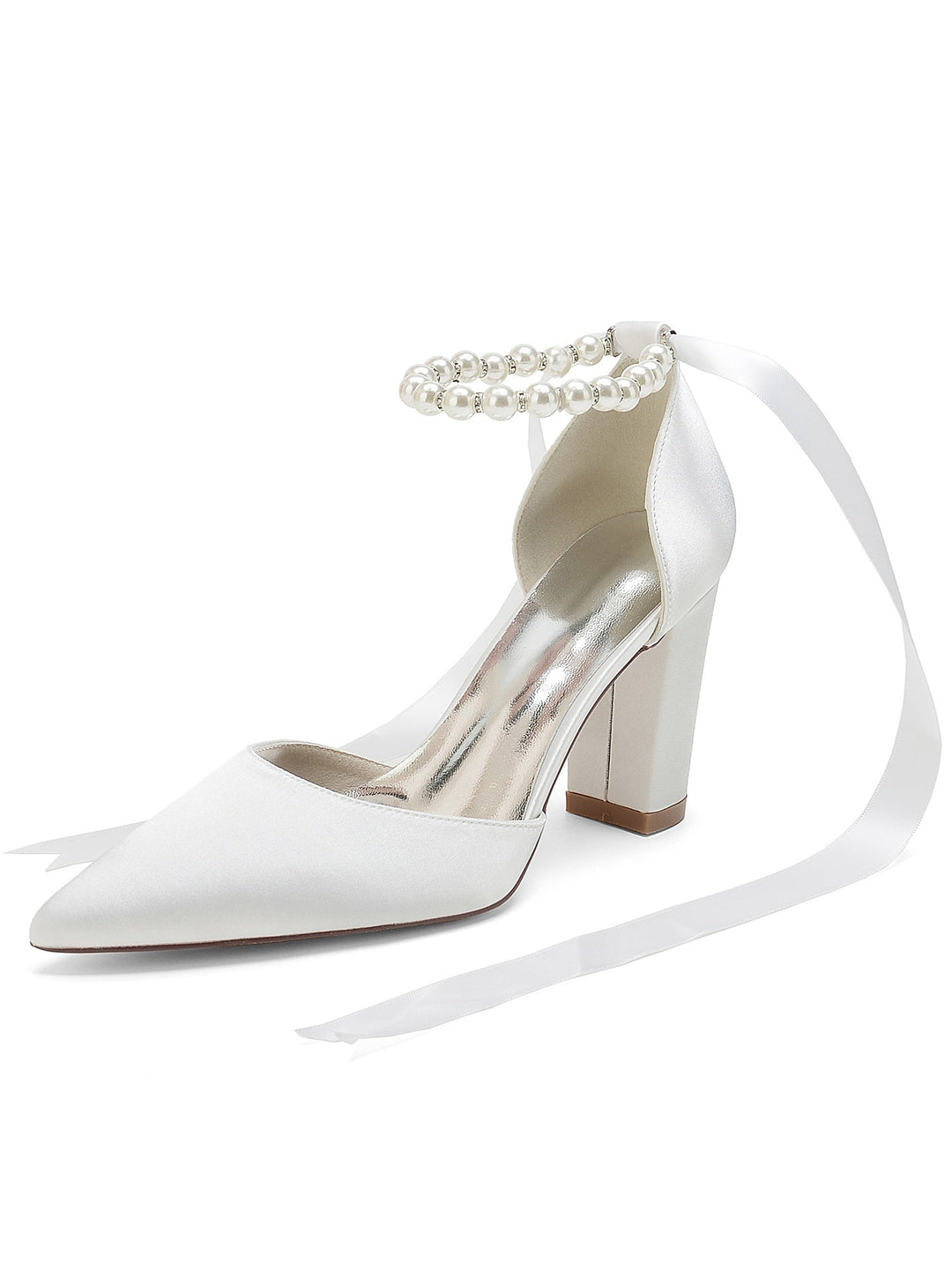 Chaussures de Mariage pour Femmes, Chaussures de Demoiselle D'Honneur à Talons Hauts et Bout Pointu avec Strass